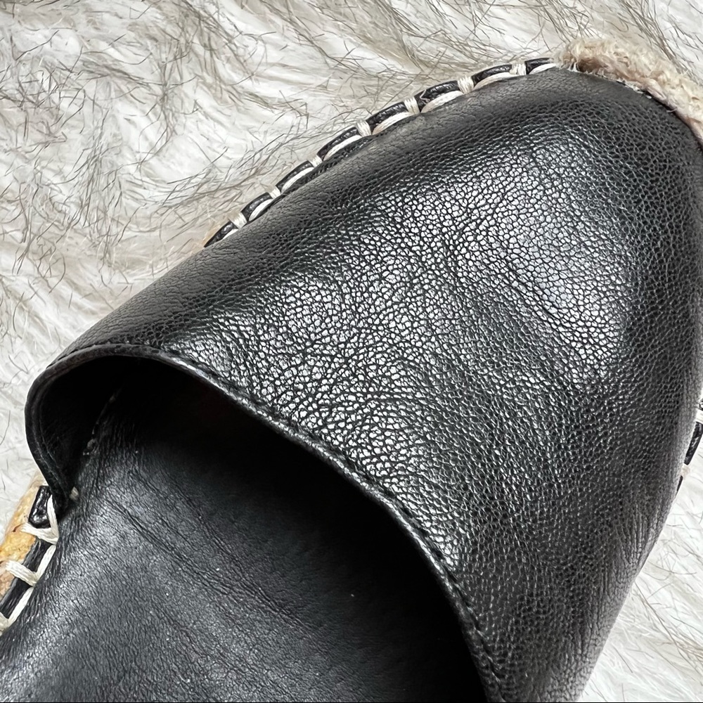 Eileen Fisher Black Wallis Leather Wedge Espadrille Sandals Ankle Strap Size 6.5 - Picture 6 of 12